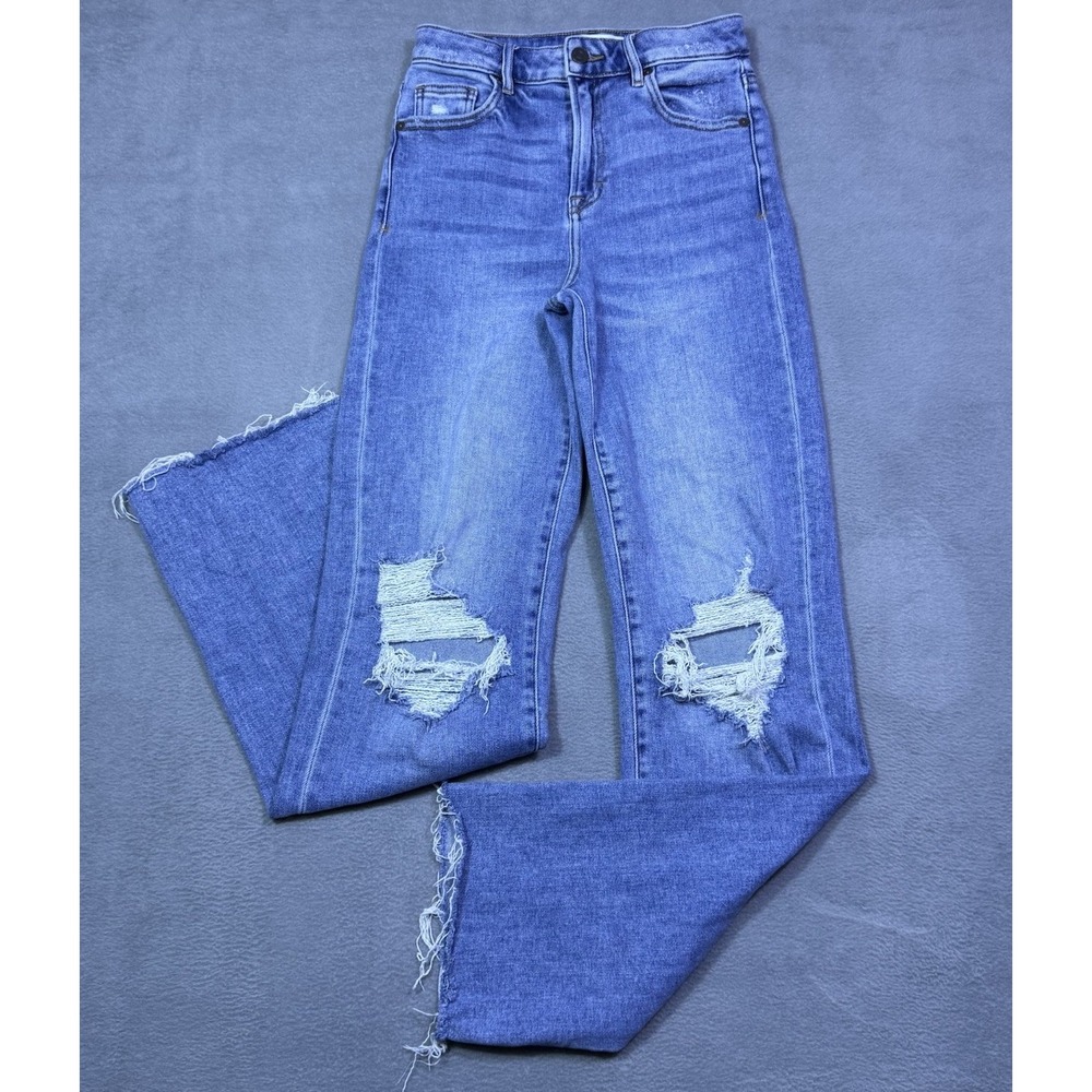 Hidden Jeans Womens 25x33 Straight Leg Highrise Distressed Frayed Stretch USA